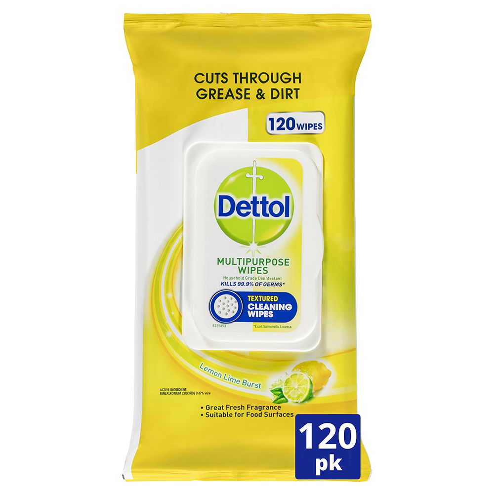 Dettol Multipurpose Wipes Lemon Lime Burst 120s